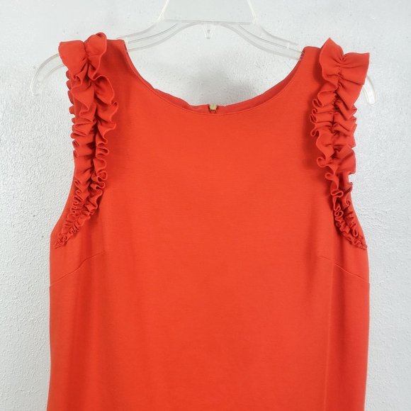 Trina Turk Size 10 Lined Mini Ruffle Zip Back Sleeveless Halter Shift Dress - Picture 2 of 14